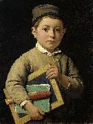 Albert Anker Schoolboy painting